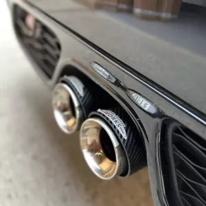 MINI JCW 2 x Chrom Kohlefaser Auspuffblenden Cooper S SD F54 F55 F56 F57 F60 - Bild 1 von 3