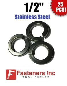 (Qty 25) 1/2" Stainless Steel Regular Split Lock Washers Type 18-8 - Picture 1 of 2