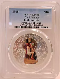 2018 Cook Islands $ 10 Little Secrets 2oz 0,999 Silbermünze PCGS MS70 FDOI 777 Stck. - Bild 1 von 7