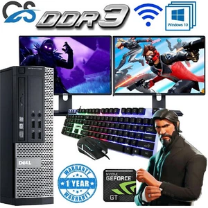 GAMING DELL BUNDLE PC Computer FULL SET DUAL MONITOR INTEL i7 16GB 2GB GT710 - Picture 1 of 1