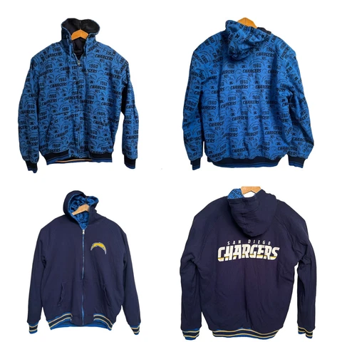 San Diego NFL Vintage G-III Chargers Reversible All Over Print Jacket Size XXL Cover