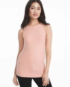 White House Black Market XS Sleeveless Knit Sweater Top Tank Peach Metallic - Picture 1 of 7