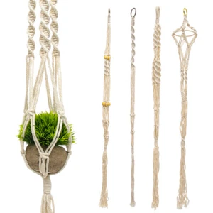 4pcs Macrame Indoor Plant Hanger Decorative Holder Indoor Hanging Holder - Picture 1 of 18