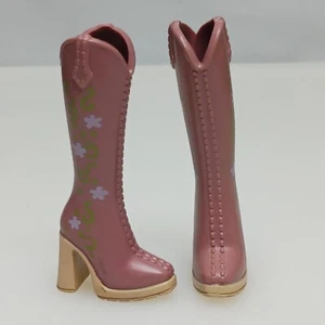 Mattel My Scene Barbie Schuhe groß braun Blumenmuster High Heel Stiefel Cowgirl y2k - Bild 1 von 8