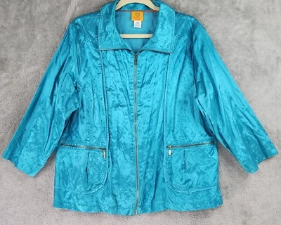 Ruby Rd Jacket Womens Size 16W Blue Retro Full Zip Long Sleeve 90s Vintage - Image 1 of 4