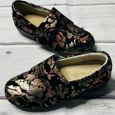 Sapato Alegria Lauryn Preto Couro Nubuck Regal Cobre Metálico Floral 38W de Largura - Imagem 1 de 4