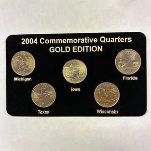 2004 P GOLD 50 STATE COMMEMORATIVE QUARTERS - 5 Coins - No Box & No Case Set 110 - Picture 1 of 2