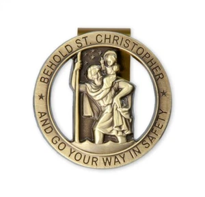 St. Christopher Round Auto Visor Clip Bronze Color NEW Catholic Faith - Picture 1 of 1