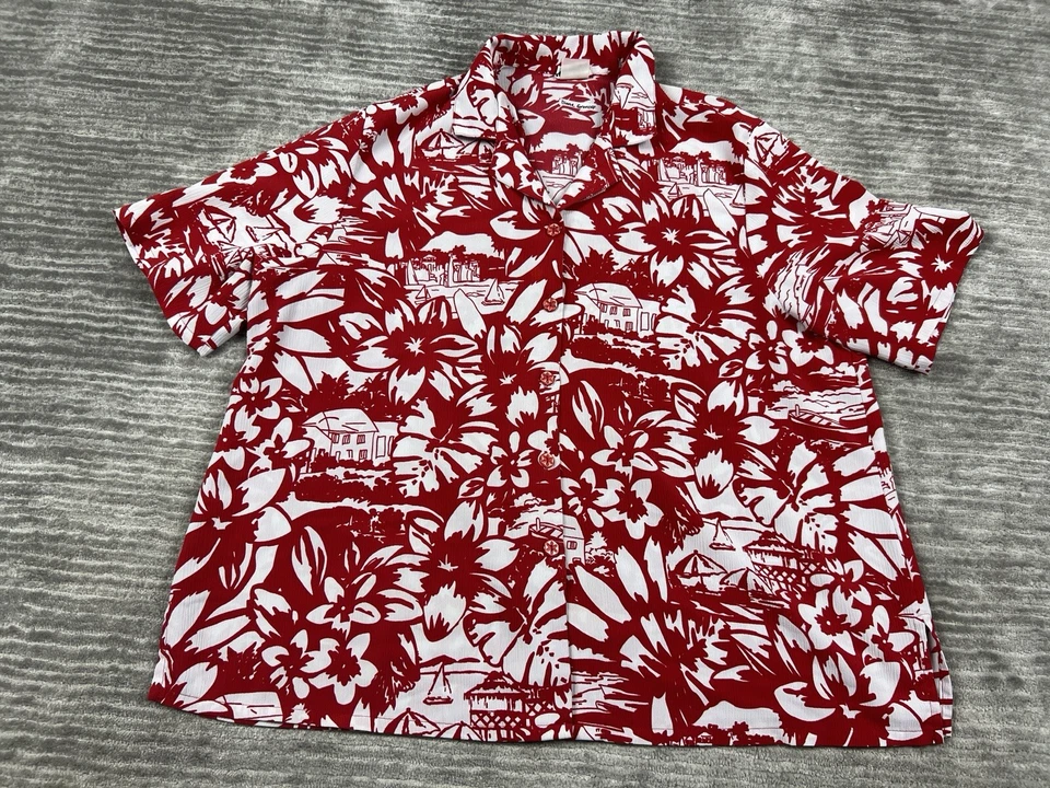 Top Bonworth para mujer 2XL rojo blanco abotonado manga corta tropical informal Foto 1 de 4