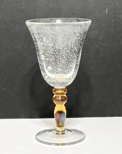 Pottery Barn PBY6 Amber Stem Bubble Bowl Blown Glass Single Goblet.  3 available - Picture 1 of 9
