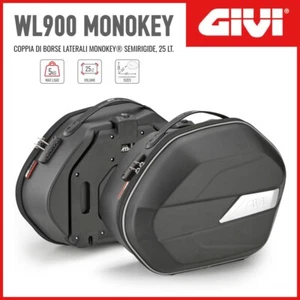 Pair of Semirigid Side Cases Givi WL900 Monokey 25 Lt. Universal for Motorcycle - Picture 1 of 9