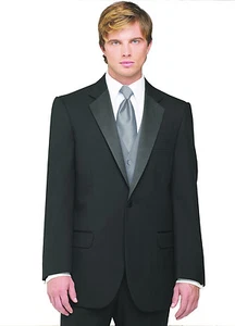 Sizes 34-64 Regular. 6-Piece Complete Tuxedo Package with Silver Vest & Tie - Picture 1 of 5