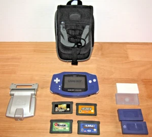 Nintendo Game Boy Advance Purple Handheld Console w/ 4 Games, Bag, Light Shield - Picture 1 of 20