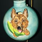 OOAK Pottery Christmas Ornament German Shepherd Dog Signed By Lola Barb 2.5”