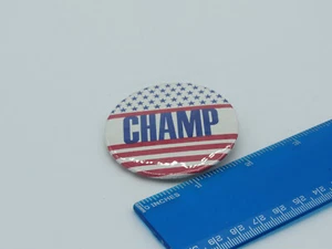 Vintage Patriótico Rojo Blanco y Azul con Estrellas CHAMP Pinback Botón - Imagen 1 de 2