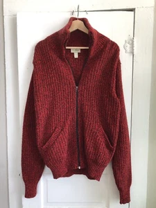Suéter Chaqueta Cuello Chal Med Vintage LL Bean Para Hombres Cremallera Lana De Colección - Imagen 1 de 5