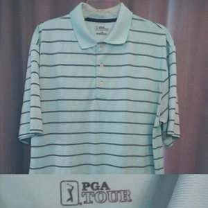 Camisa Polo PGA Tour Grande Rayas Azul/Verdelado y Negro Rayas Negras - Imagen 1 de 10