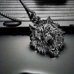 Wolf Head Werewolf Nature Jewelry Vintage Silver Pendant Necklace - Picture 1 of 5