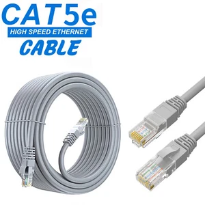 RJ45 Network Ethernet Cable Cat5e LAN UTP Patch Internet Lead 1m - 30m Lot - Afbeelding 1 van 9