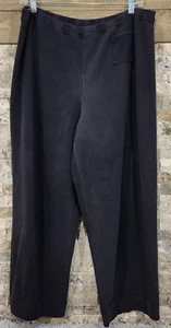 EILEEN FISHER Pants Wide Leg Crop Cotton Jersey Pull-On Black Minimalist Size L - Picture 1 of 15