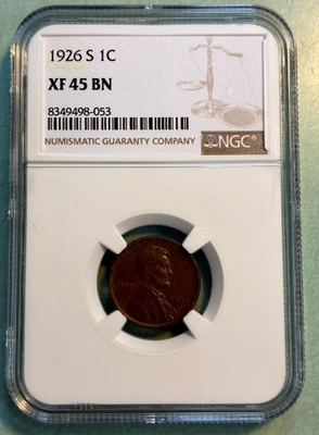 1926-S 1C NGC XF 45 BN Lincoln Cent (509.053) - Image 1 of 2