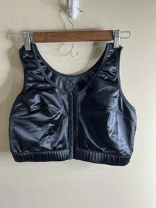 Damen Vintage Enell Sport BH Satin schwarz vorne Haken und Ösen Verschluss Größe 4 - Bild 1 von 7
