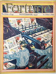 Walter Buehr Post Printing Press Fortune Cover Only Vtg 1931 Art Magazine Print - Picture 1 of 8