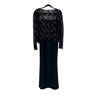 Sean Couture Black Silver Sequin Embellished Evening Dress/Jacket Set Womens 12 - Image 1 of 4