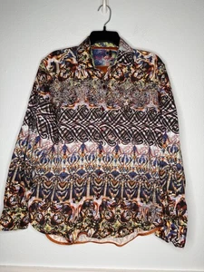 Camisa Robert Graham Para Hombre Mediana Colorida Calce Clásico Bordada Escorpión Abatible - Imagen 1 de 8
