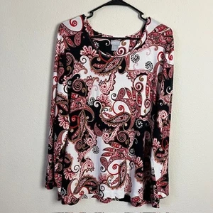 Chico's Paisley Print Long Sleeve Top Sz 3 (XL) Artsy Elegant Casual Boho - Picture 1 of 10