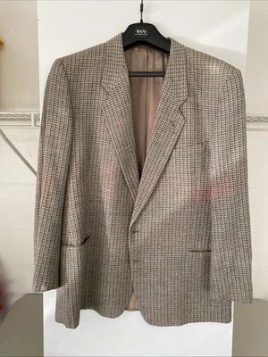 VINTAGE Mani Giorgio Armani Houndstooth Wool Silk Blazer Jacket Mens 46L Italy - Image 1 of 4