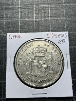 西班牙 5 Pesetas 1889 银色 — 第 1/2 张图片