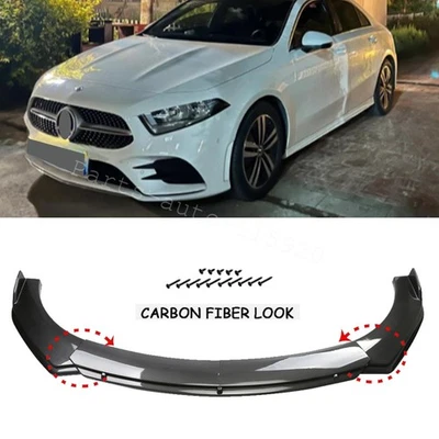 For Mercedes Benz A180 A200 Carbon Fiber Style Front Bumper Lip Spoiler Splitter Foto 1 de 4