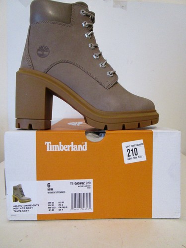 Stivali Timberland donna Allington Heights 6" pelle pizzo medio tortora grigio taglia 6