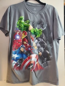 MARVEL HULK, IRON MAN, CAPTAIN AMERICA, THOR, GRAY MENS T-SHIRT LARGE (C29)** - Picture 1 of 11