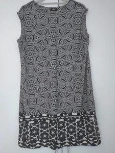 Wallis Black White Monochrome Pattern Print Sleeveless Tunic Dress Size Large - Picture 1 of 8