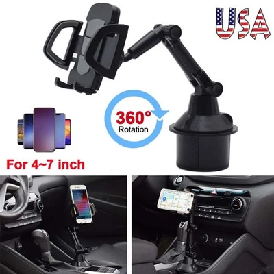 Universal Car Mount Cup Cell Phone Holder Adjustable GPS Stand Cradle For iPhone - Image 1 of 4