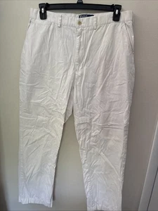 Polo Ralph Lauren Pants Mens 36X32 (30) White Cotton Flat Front Straight Leg - Picture 1 of 6