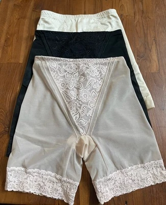 DE COLECCIÓN por BALI FAJA MODELADORA DE PIERNAS LARGAS TRANSPARENTE talla Med/grande negro encaje desnudo 3 piezas Foto 1 de 4