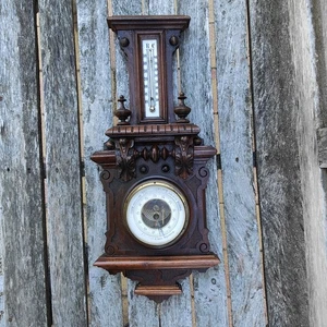 Gründerzeit Barometer aufwendig Schnitzereien F. Schellbach & Sohn, Regensburg - Picture 1 of 5