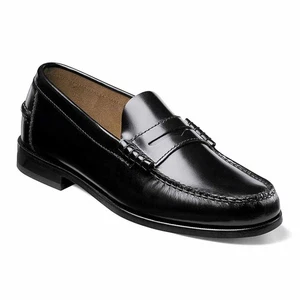 Mocassins Florsheim Berkley en cuir lisse noir moc toe penny dress (taille homme USA) - Photo 1/7