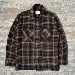 Folk Arrow Houndstooth Check Woven Overshirt Shacket Navy Brown Medium Chore - Bild 1 von 8