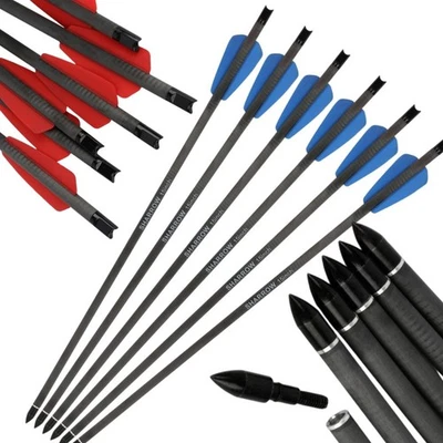 15" Archery Pure Carbon Arrows Crossbow Bolts Vanes Archery Shoot Hunting Target - Image 1 of 4