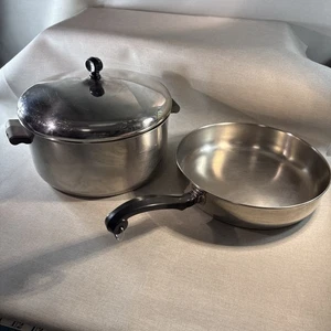 Farberware 6 Quart Suppentopf mit Deckel & 10" Bratpfanne Alaun plattiert Edelstahl LESEN - Bild 1 von 10