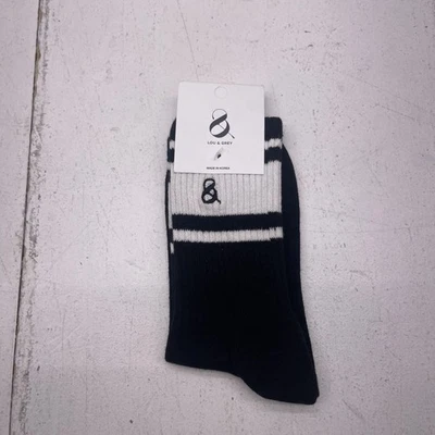 Calcetines deportivos Lou & Grey para mujer talla única negros blancos a rayas Crew Ampersand Foto 1 de 4