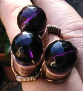 purple glass industrial wire wrapped ring size U - Picture 1 of 2
