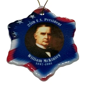 Adorno de Navidad de Porcelana 25o Presidente de los Estados Unidos de doble cara William McKinley - Imagen 1 de 2