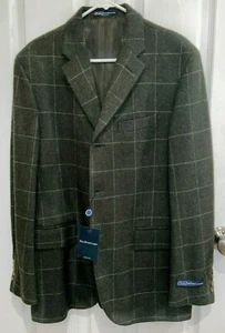 NWT Polo Ralph Lauren Made in Italy Men's Plaid Wool Blazer Jacket Green 42R  - Picture 1 of 8