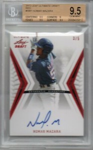 BGS 9.5 2012 Leaf Ultimate Draft Red 10 AUTO Nomar Mazara #d 3/5 WHITE SOX