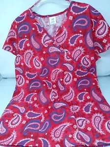Scrubs womens L Top- Nursing Shirt- Red NWT - Picture 1 of 1